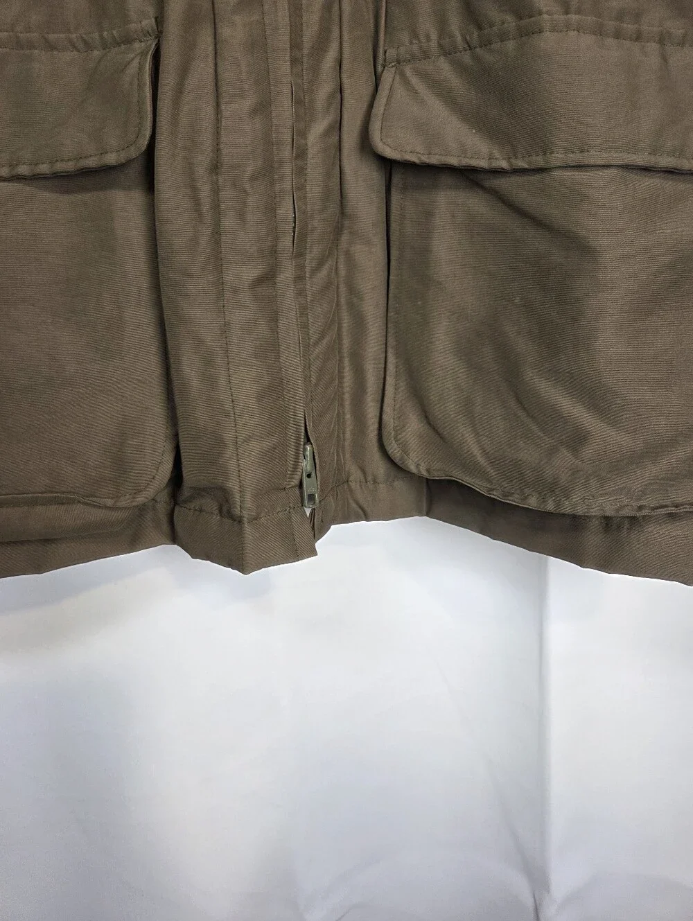 Vintage J Crew Military Brown Hooded Nylon Field Utility Jacket Coat Men's M